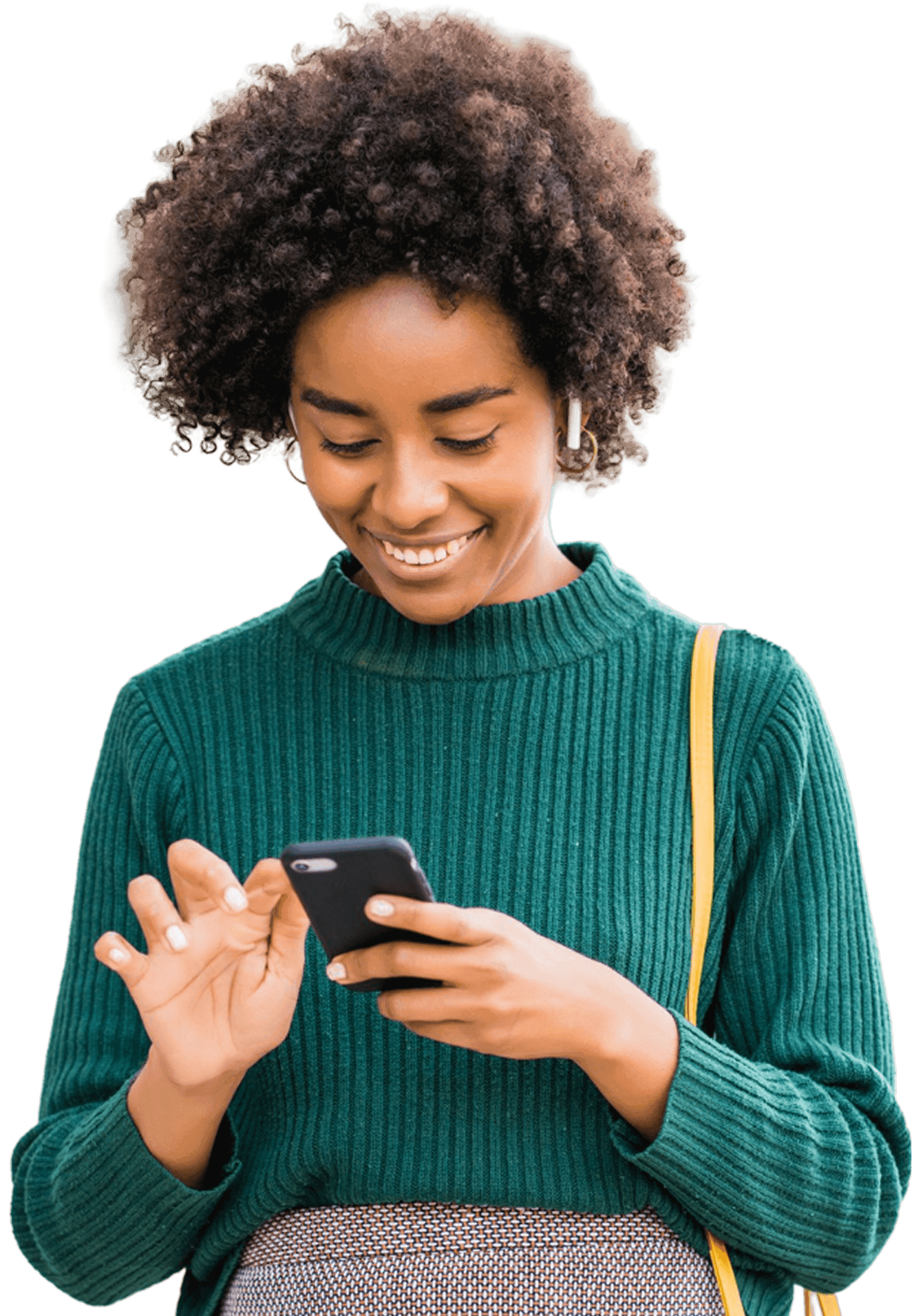 Utilisatrice NovaSend consultant son telephone